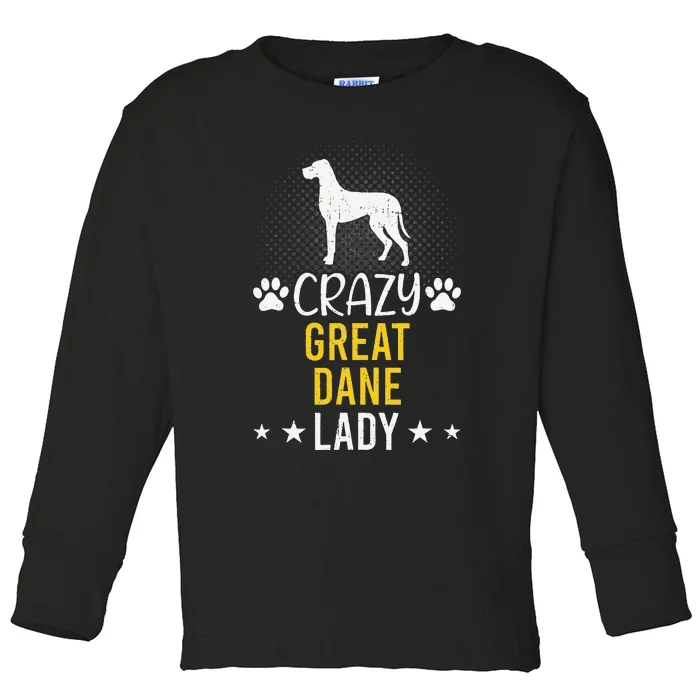 Crazy Great Dane Lady Dog Lover Toddler Long Sleeve Shirt