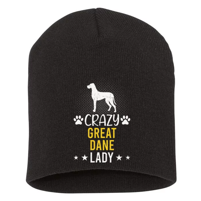 Crazy Great Dane Lady Dog Lover Short Acrylic Beanie