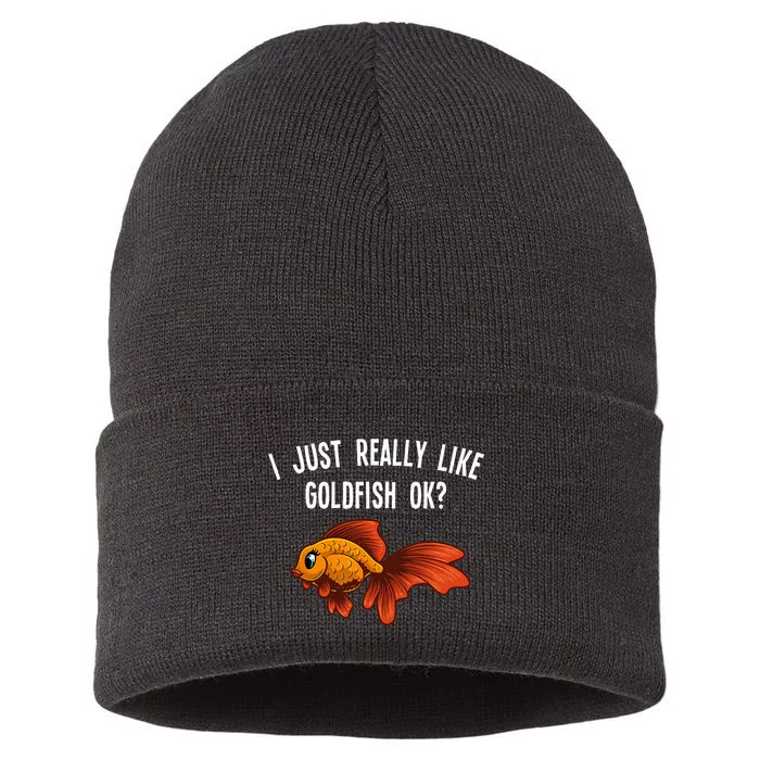 Cute Goldfish Design For Men Women Goldfish Aquarium Lovers Sustainable Knit Beanie