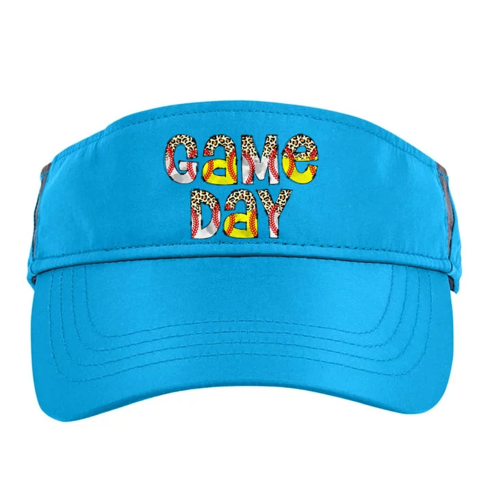 Cute Game Day Leopard Baseball Softball Mom Life Mom Of Both Adult Drive Performance Visor