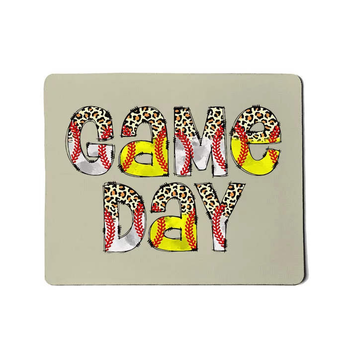 Cute Game Day Leopard Baseball Softball Mom Life Mom Of Both Mousepad