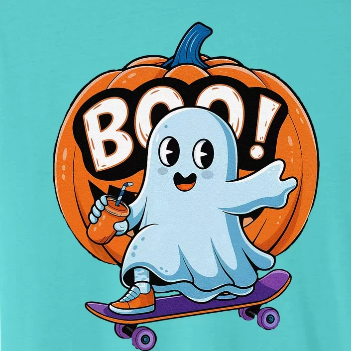 Cute Ghost Drink Pumpkin Funny Halloween ChromaSoft Performance T-Shirt