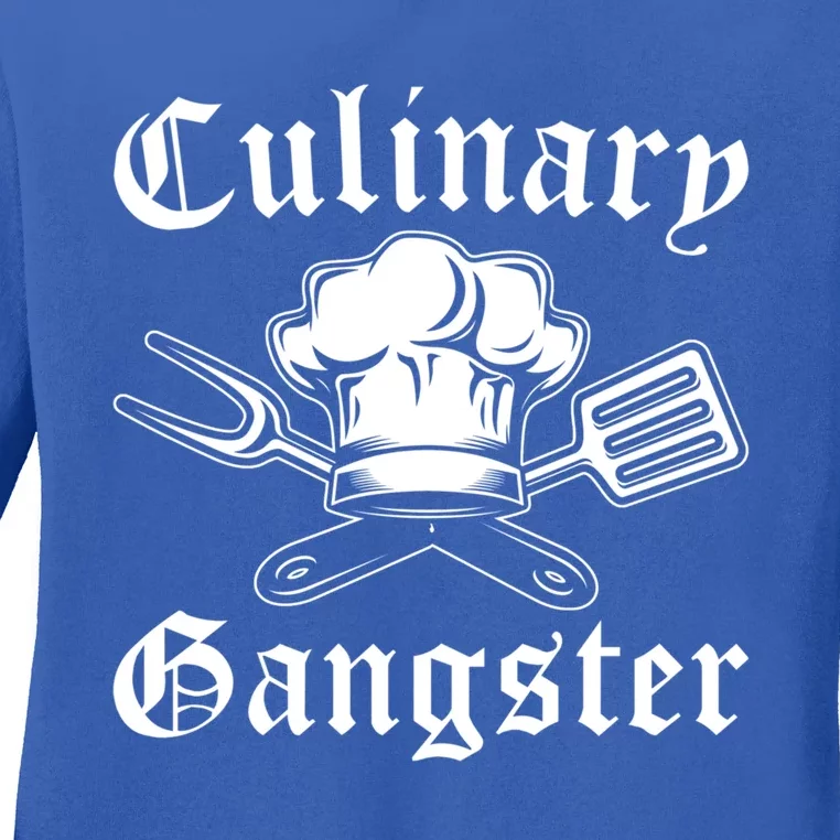 Culinary Gangster Design Funny Chef Cooking Cook Gift Ladies Long Sleeve Shirt