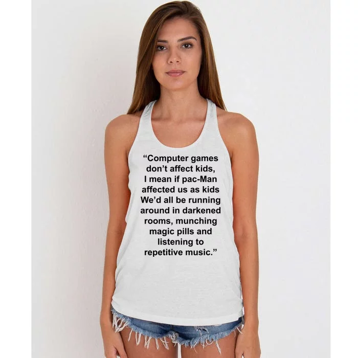 Computer Games Don't Affect Women's Knotted Racerback Tank