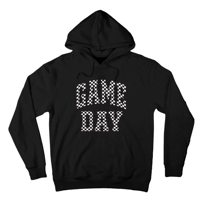 Checkered Game Day Football Black White Gift Tall Hoodie