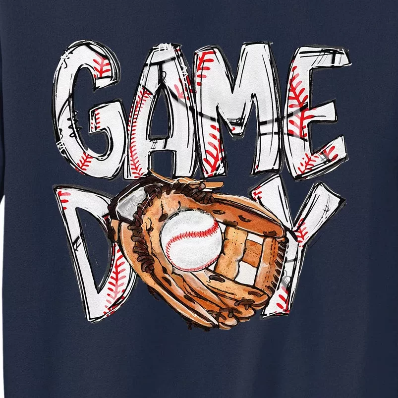 Cute Game Day Baseball Softball Heart Love Mom Life Of Both Tall Sweatshirt