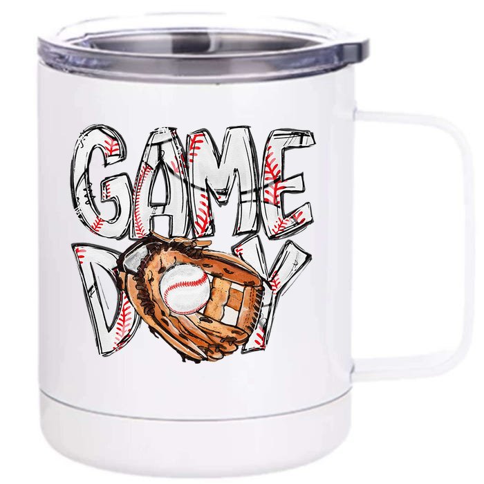 Cute Game Day Baseball Softball Heart Love Mom Life Of Both Front & Back 12oz Stainless Steel Tumbler Cup