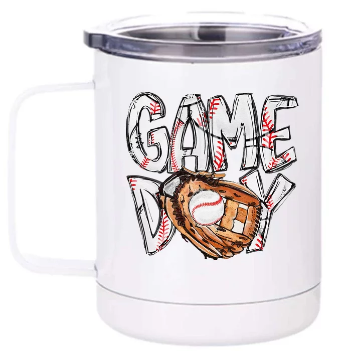 Cute Game Day Baseball Softball Heart Love Mom Life Of Both Front & Back 12oz Stainless Steel Tumbler Cup