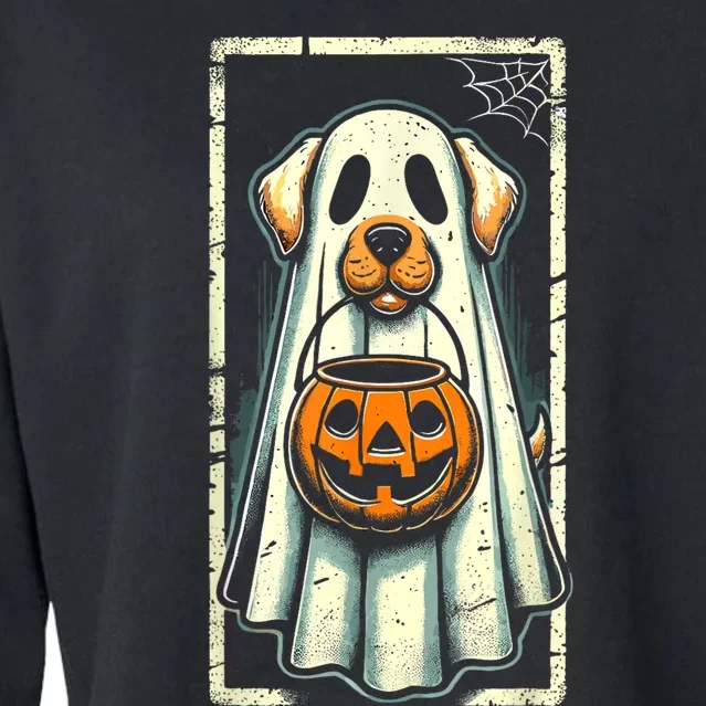 Cute Ghost Dog Women Halloween Funny Ghost Cropped Pullover Crew