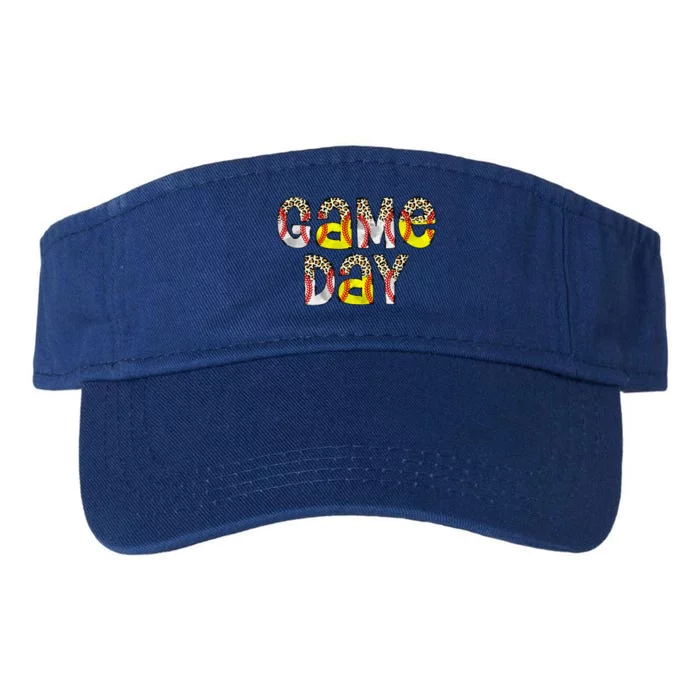 Cute Game Day Leopard Baseball Softball Mom Life Mom Of Both Valucap Bio-Washed Visor