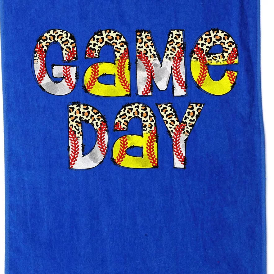 Cute Game Day Leopard Baseball Softball Mom Life Mom Of Both Platinum Collection Golf Towel