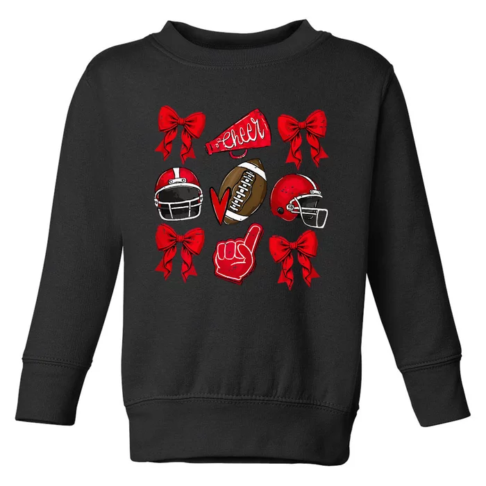 Coquette Game Day Football Cheer Mom Funny Football Lover Toddler Sweatshirt