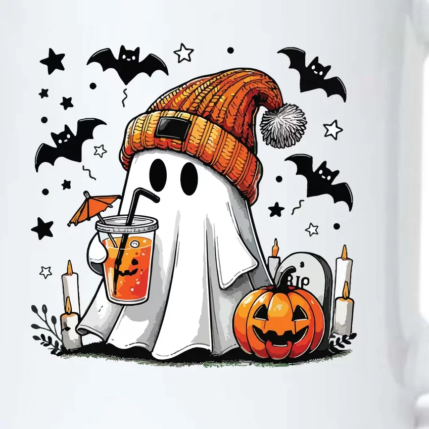 Cute Ghost Drinking Coffee Halloween Ghost Coffee Women Black Color Changing Mug