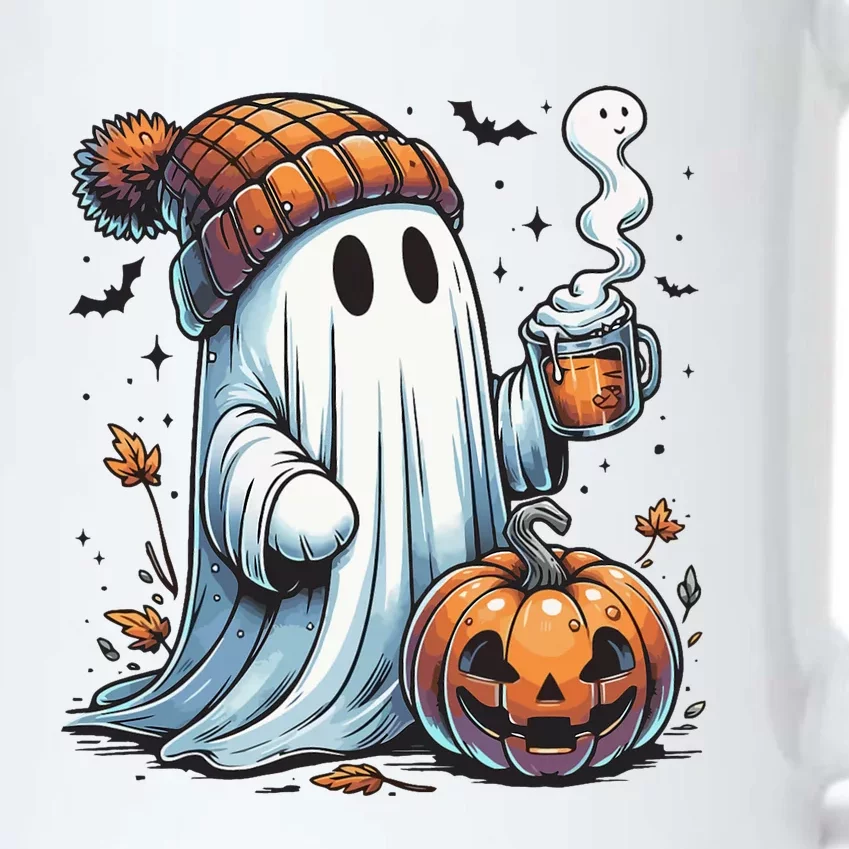 Cute Ghost Drinking Coffee Halloween Ghost Coffee Women Black Color Changing Mug