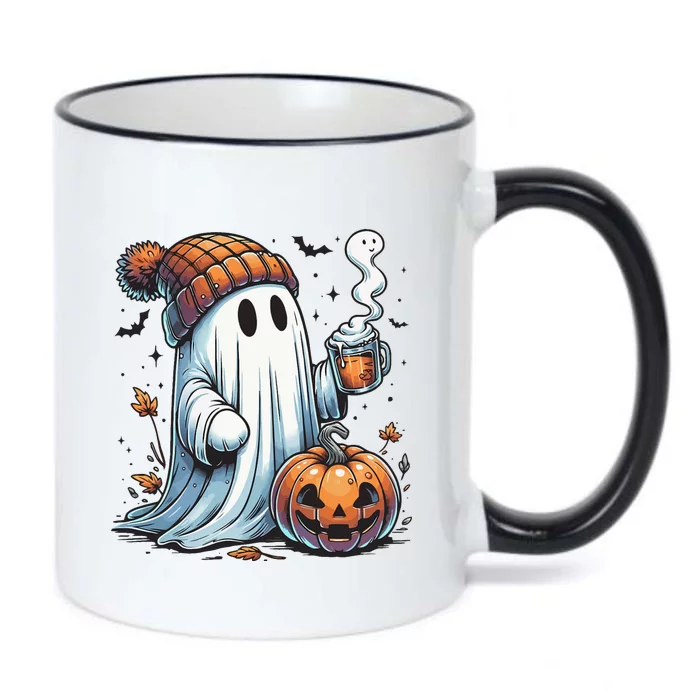 Cute Ghost Drinking Coffee Halloween Ghost Coffee Women Black Color Changing Mug