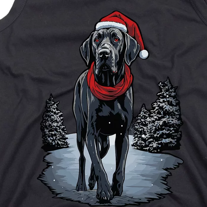 Cute Great Dane Christmas Lights Santa Hat Xmas Pajama Tank Top