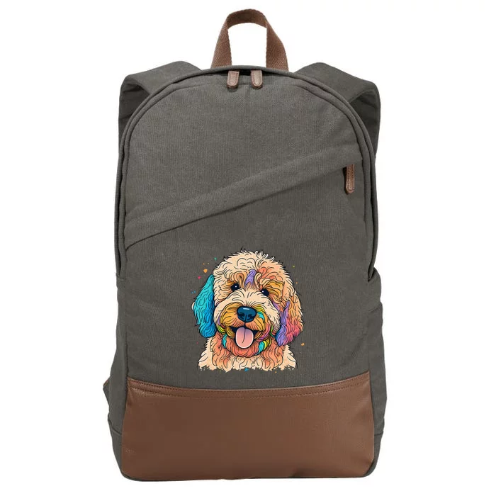 Cute Goldendoodle Dog On Golden Doodle Lover Cotton Canvas Backpack