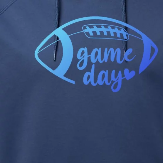 Cute Game Day Heart Football Funny Gift Performance Fleece Hoodie