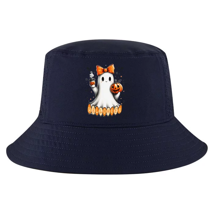 Cute Ghost Drinking Coffee Halloween Fall Ghost Coffee Cool Comfort Performance Bucket Hat