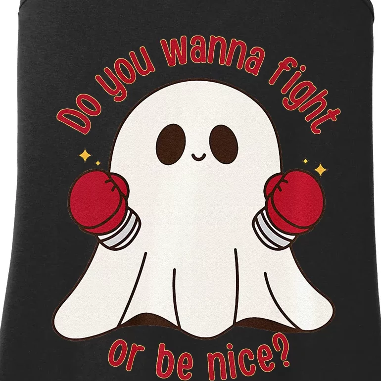 Cute Ghost Do You Wanna Fight Or Be Nice Premium Ladies Essential Tank