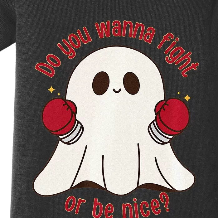 Cute Ghost Do You Wanna Fight Or Be Nice Premium Baby Bodysuit