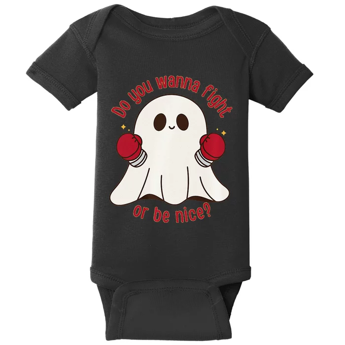 Cute Ghost Do You Wanna Fight Or Be Nice Premium Baby Bodysuit