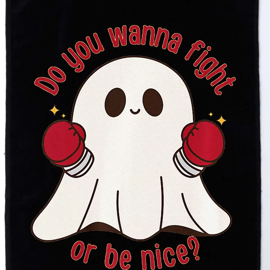 Cute Ghost Do You Wanna Fight Or Be Nice Premium Platinum Collection Golf Towel