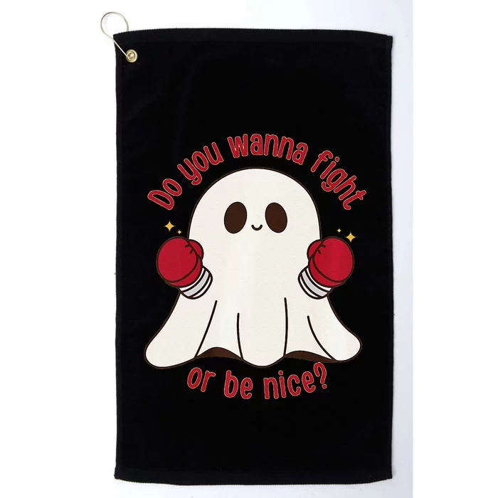 Cute Ghost Do You Wanna Fight Or Be Nice Premium Platinum Collection Golf Towel