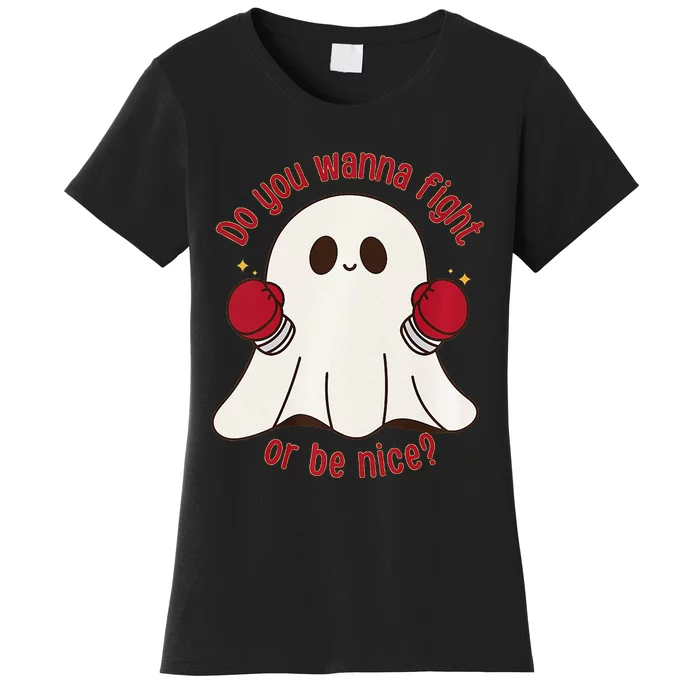 Cute Ghost Do You Wanna Fight Or Be Nice Premium Women's T-Shirt