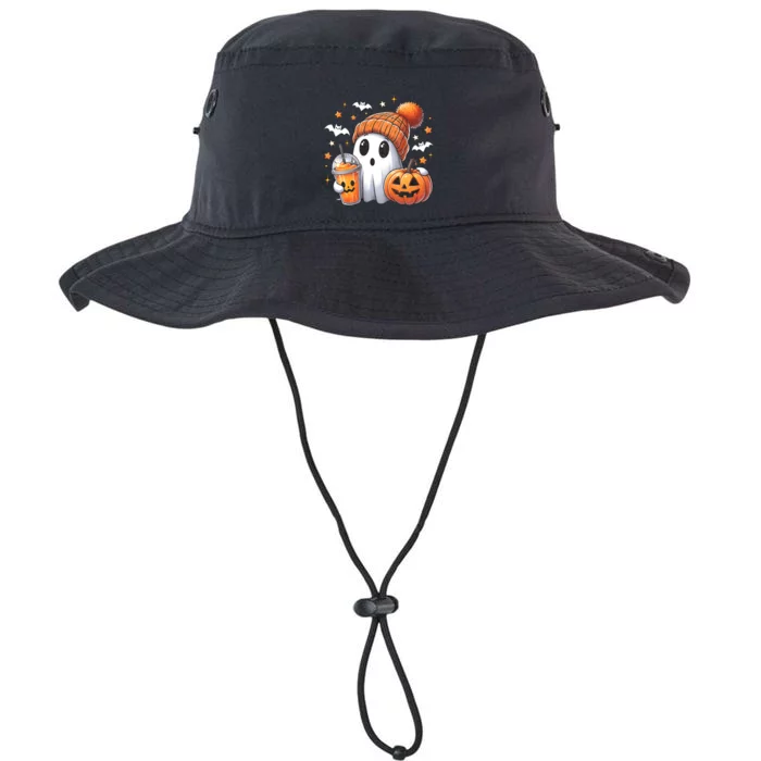 Cute Ghost Drinking Coffee Halloween Ghost Ice Coffee Legacy Cool Fit Booney Bucket Hat