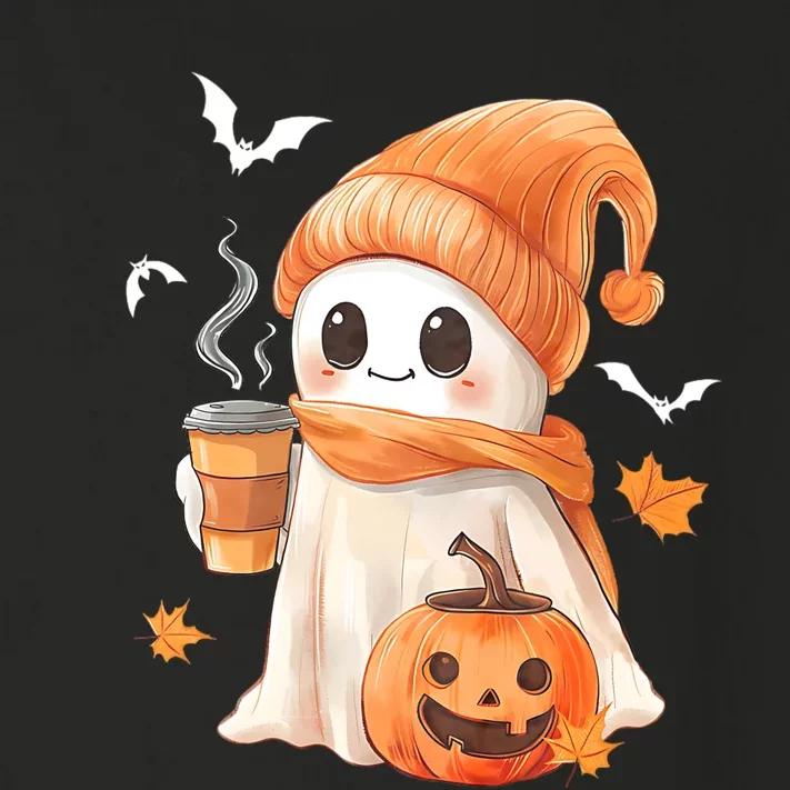 Cute Ghost Drinking Coffee Halloween Ghost Ice Coffee Toddler Long Sleeve Shirt