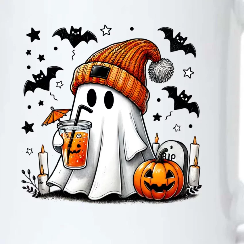 Cute Ghost Drinking Coffee Halloween Ghost Coffee Black Color Changing Mug