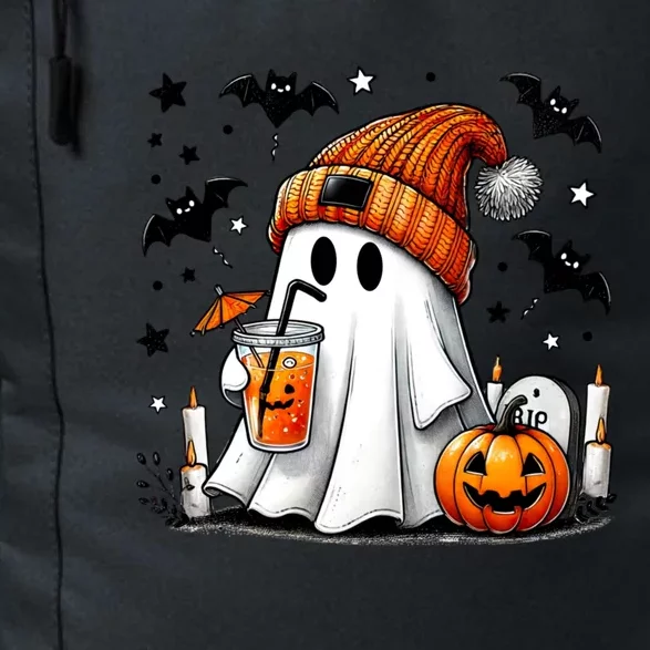 Cute Ghost Drinking Coffee Halloween Ghost Coffee Daily Commute Backpack