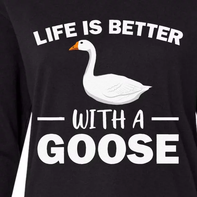 Cute Goose Design Grey White Goose Fan Womens Cotton Relaxed Long Sleeve T-Shirt