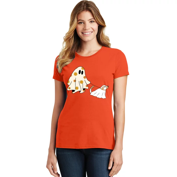 Cute Ghost Dog Halloween Funny Ghoul Dog Lover Women's T-Shirt