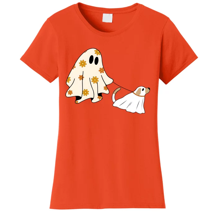 Cute Ghost Dog Halloween Funny Ghoul Dog Lover Women's T-Shirt