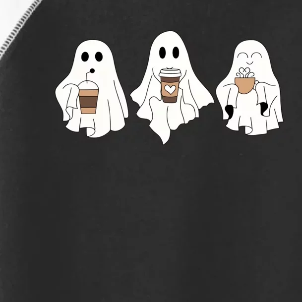 Cute Ghost Drinking Coffee Halloween Ghost Ice Coffee Toddler Fine Jersey T-Shirt