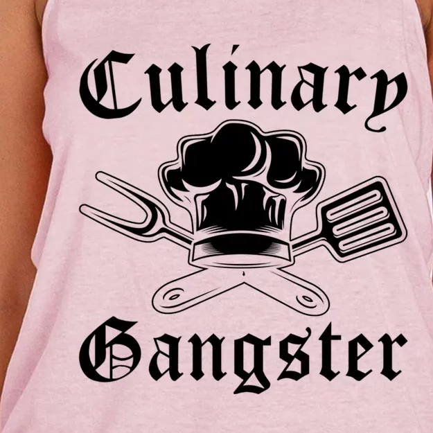 Culinary Gangster Design Funny Chef Cooking Cook Gift Women's Knotted Racerback Tank