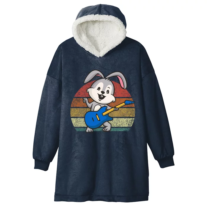 Cute Guitar Easter Bunny Dad Music Bunny Guitar Easter Meaningful Gift Hooded Wearable Blanket