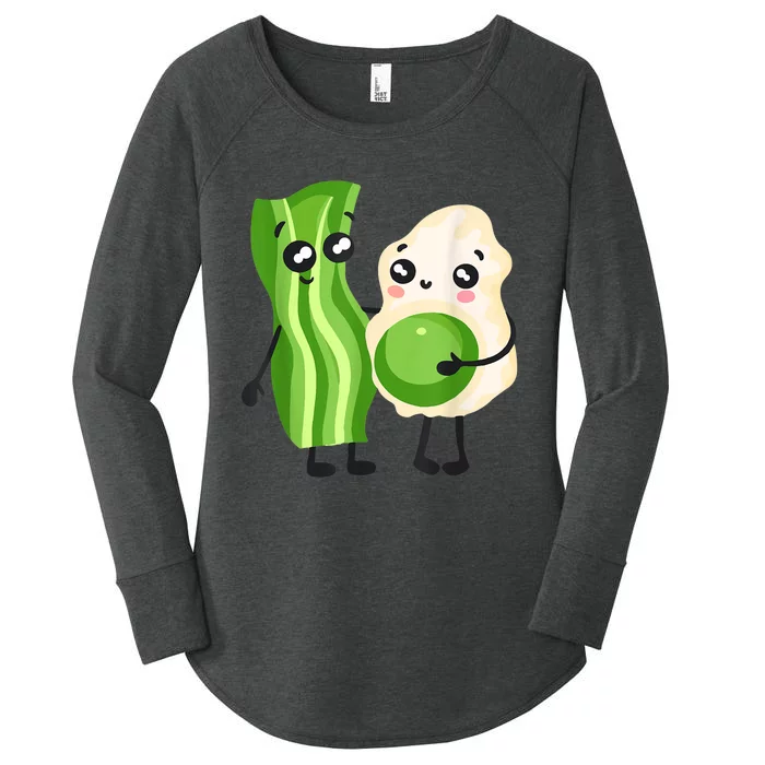 Cute Green Eggs Ham Smile Face Brunch Breakfast Costume Women's Perfect Tri Tunic Long Sleeve Shirt