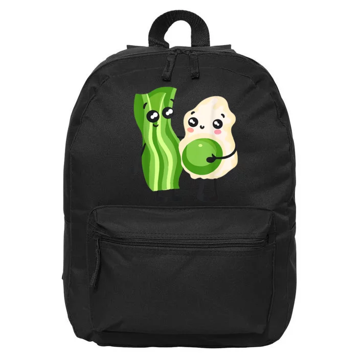 Cute Green Eggs Ham Smile Face Brunch Breakfast Costume 16 in Basic Backpack