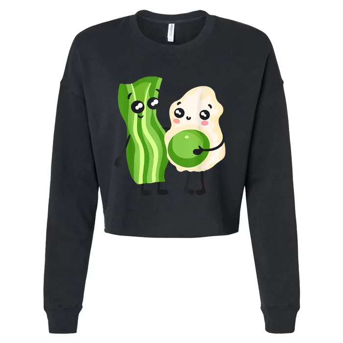 Cute Green Eggs Ham Smile Face Brunch Breakfast Costume Cropped Pullover Crew