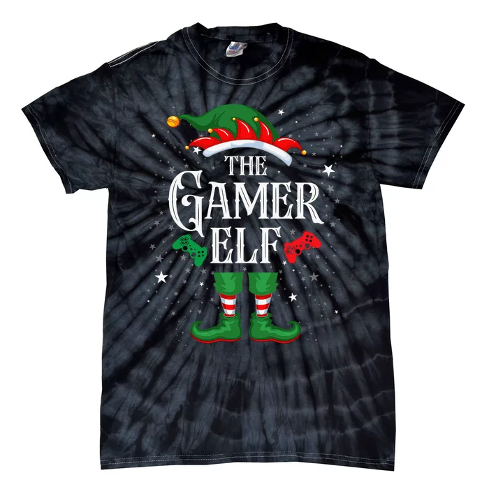 Christmas Gamer Elf Matching Family Group The Gamer Elf Tie-Dye T-Shirt