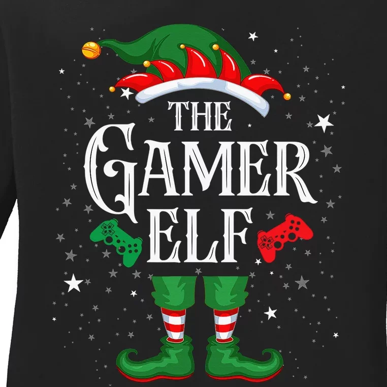 Christmas Gamer Elf Matching Family Group The Gamer Elf Ladies Long Sleeve Shirt