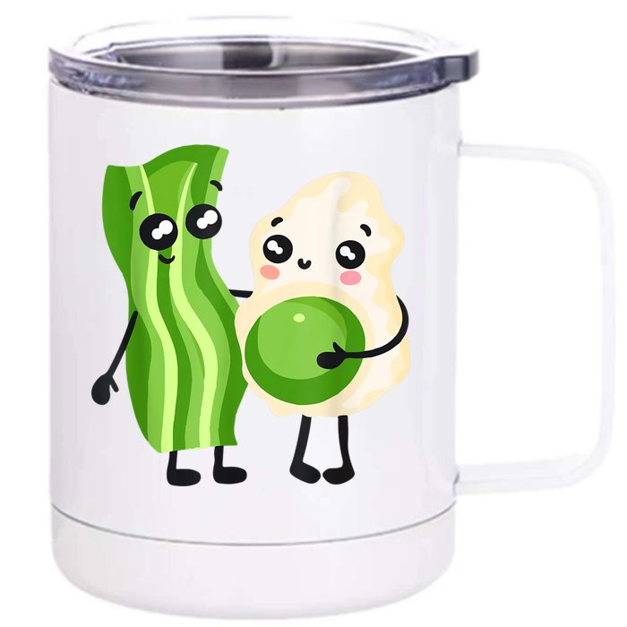 Cute Green Eggs Ham Smile Face Brunch Breakfast Costume Front & Back 12oz Stainless Steel Tumbler Cup