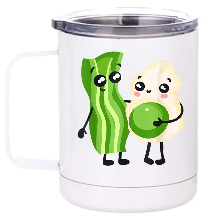 Cute Green Eggs Ham Smile Face Brunch Breakfast Costume Front & Back 12oz Stainless Steel Tumbler Cup