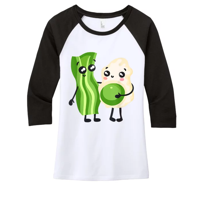 Cute Green Eggs Ham Smile Face Brunch Breakfast Costume Women's Tri-Blend 3/4-Sleeve Raglan Shirt