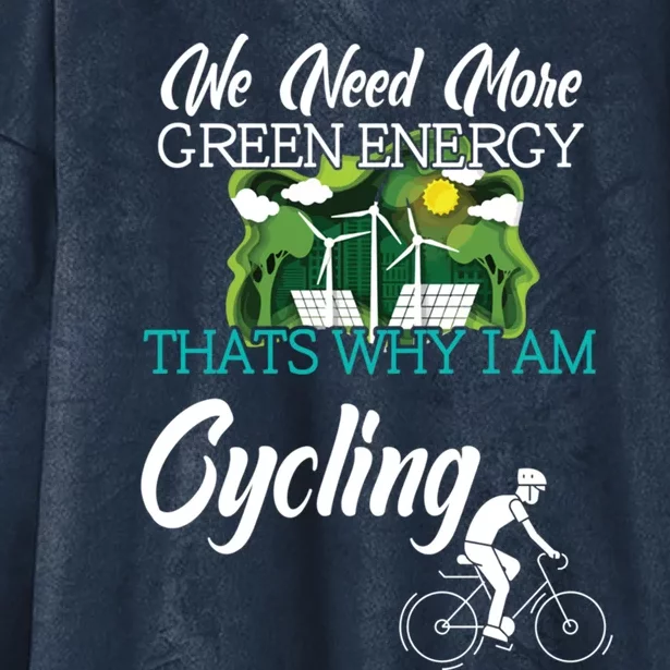 Cycling Green Energy Against Climate Change Gift Hooded Wearable Blanket