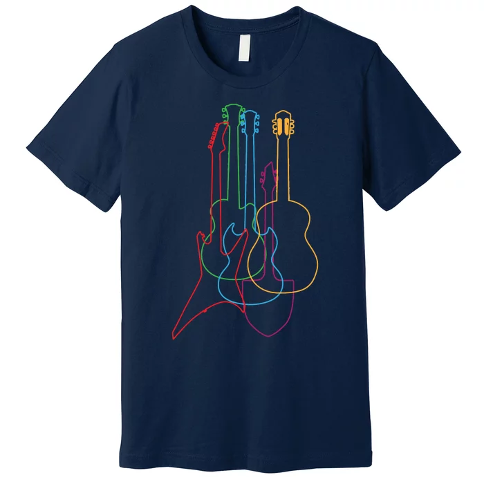 Colored Guitars Electric Acoustic Classical Gift Premium T-Shirt