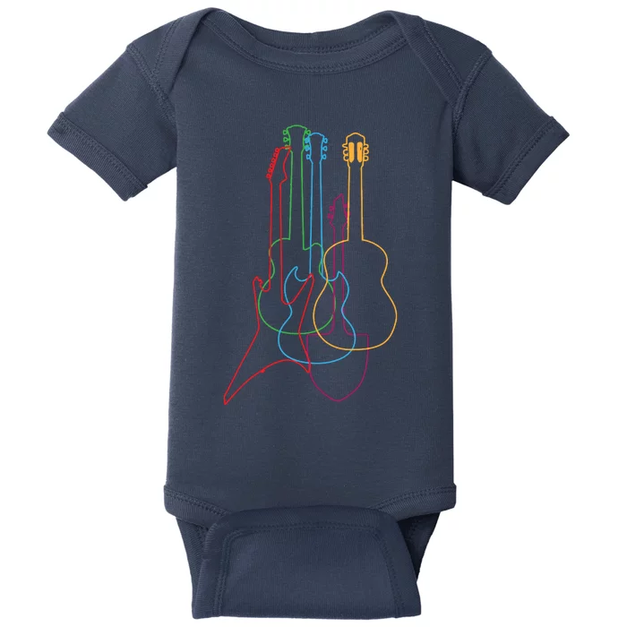 Colored Guitars Electric Acoustic Classical Gift Baby Bodysuit